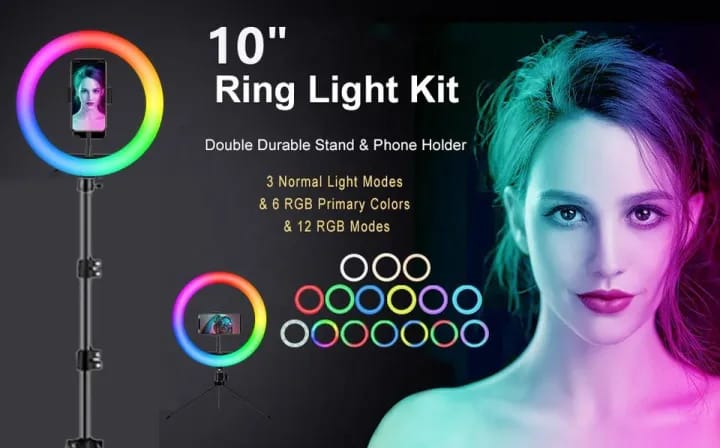 MJ33 RGB LED Soft Ring Light 33CM (13-inch) With Phone Holder USB Plug