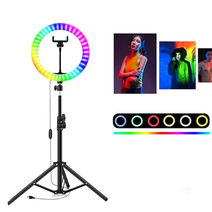 MJ33 RGB LED Soft Ring Light 33CM (13-inch) With Phone Holder USB Plug