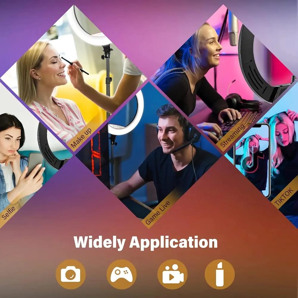 MJ33 RGB LED Soft Ring Light 33CM (13-inch) With Phone Holder USB Plug