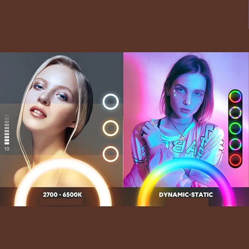 MJ33 RGB LED Soft Ring Light 33CM (13-inch) With Phone Holder USB Plug